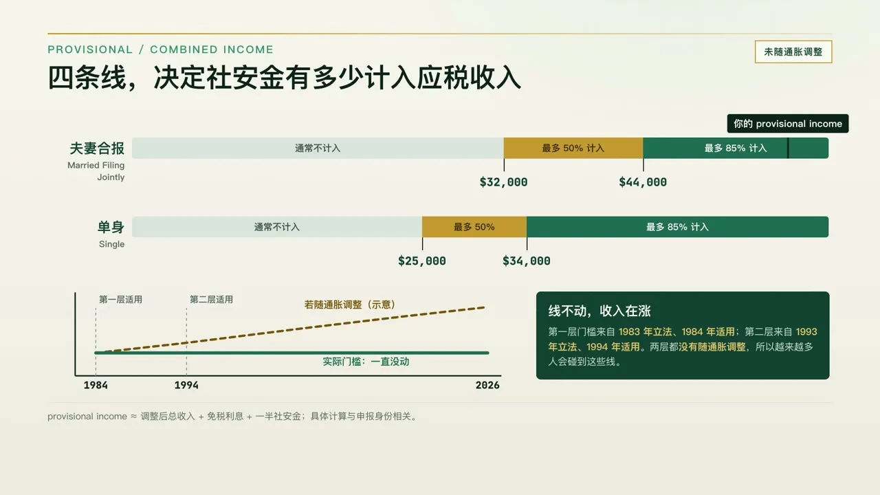 四条线自 1984、1994 年起适用,一直没有随通胀调整