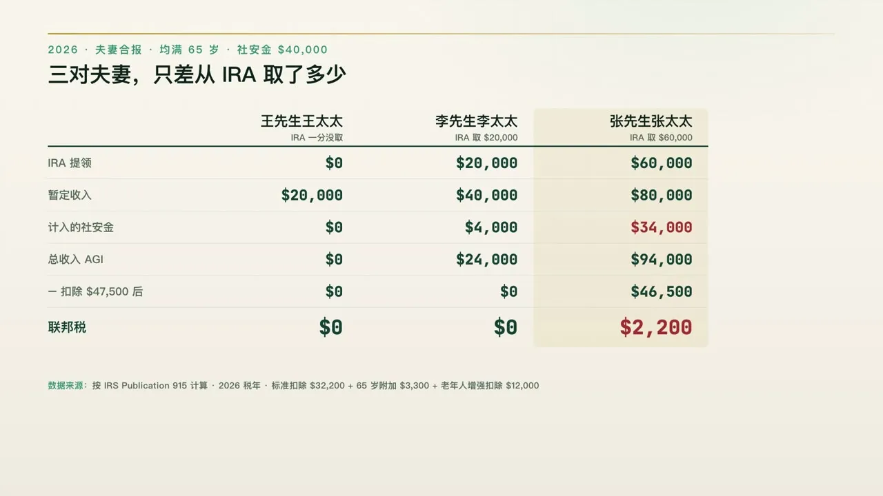 三对夫妻,只差从 IRA 取了多少